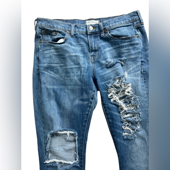 Madewell Mid Rise Distressed Frayed Hem Slim Boyjean Size 29 - Picture 2 of 6
